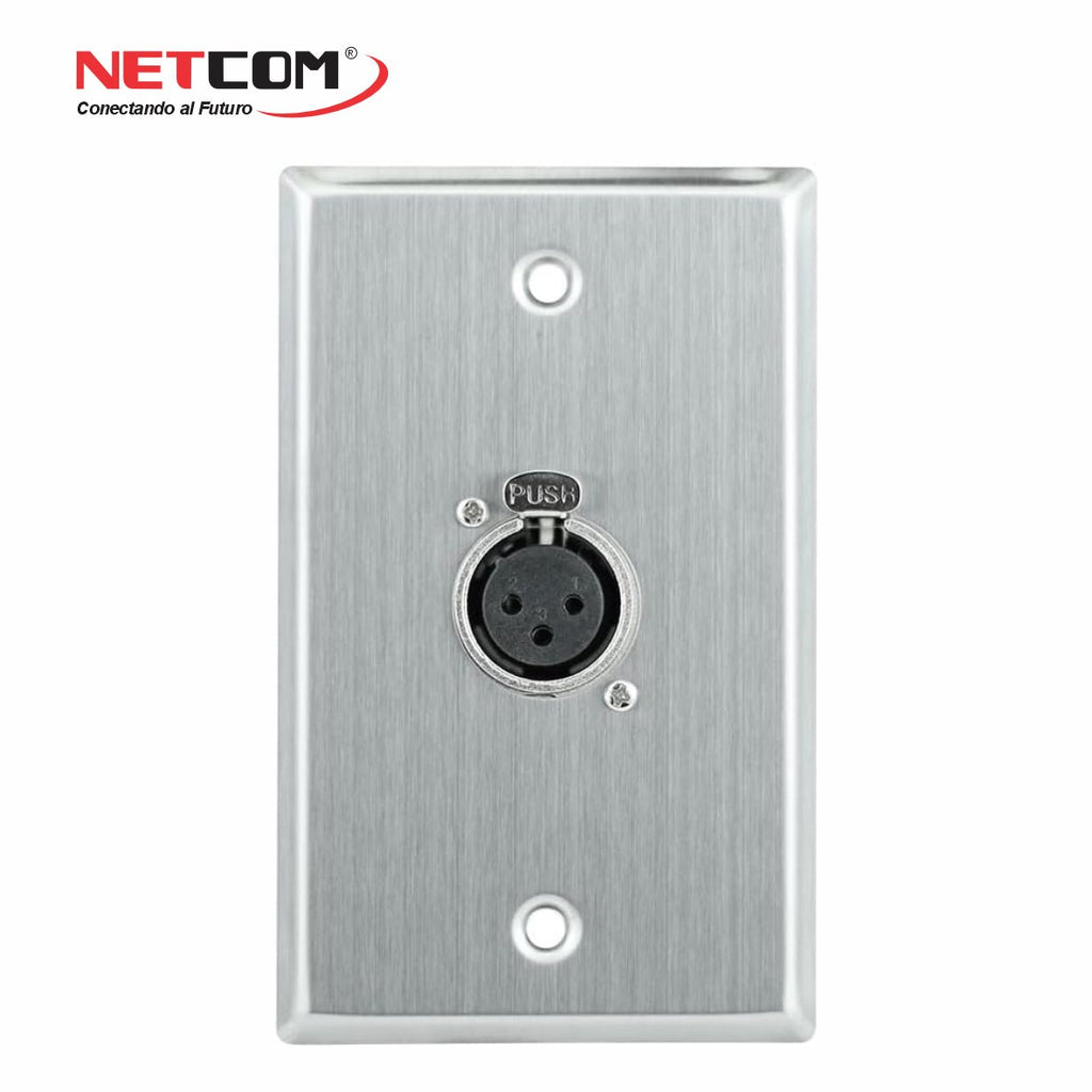 Placa de Pared con Conector XLR Hembra de 3 Pines NETCOM Faceplate para Audio S2061