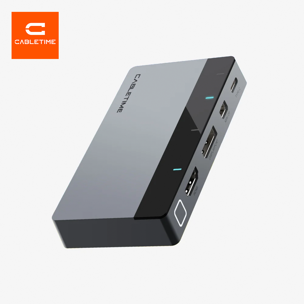 Switch Conmutador HDMI 4 en 1 4K 60Hz CABLETIME USB-C / HDMI / DisplayPort / Mini DP a HDMI con Conmutación Automática Botón Manual y Soporte HDR10 CB00G S2351