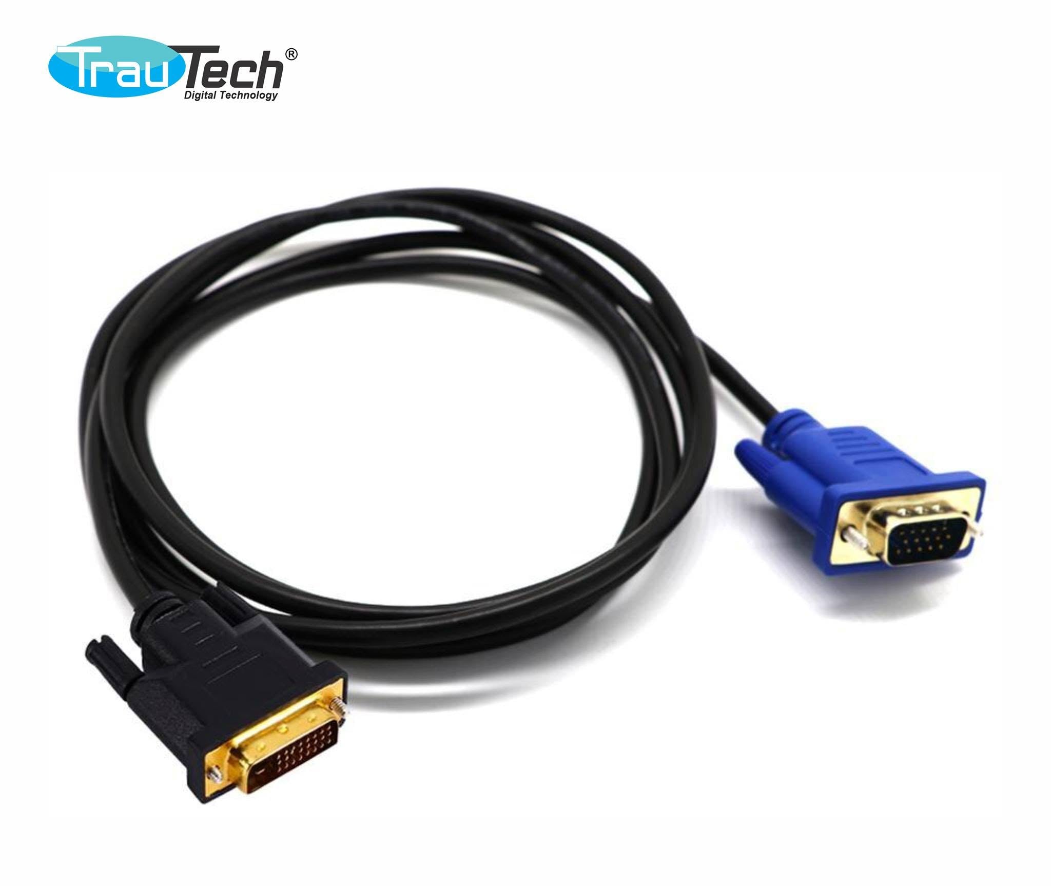 Cable Convertidor de Video DVI 24+5 a VGA Trautech de 1.80 Metros (PE-DV0085) S2149