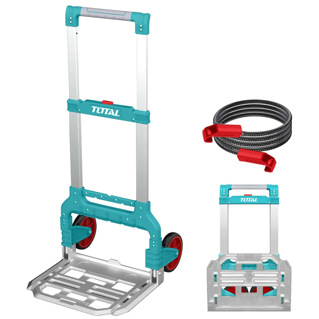Carro de Carga Plegable TOTAL Industrial 130kg de Aluminio con Ruedas TPR 175mm y Cuerda Elástica THWB61201 S2325