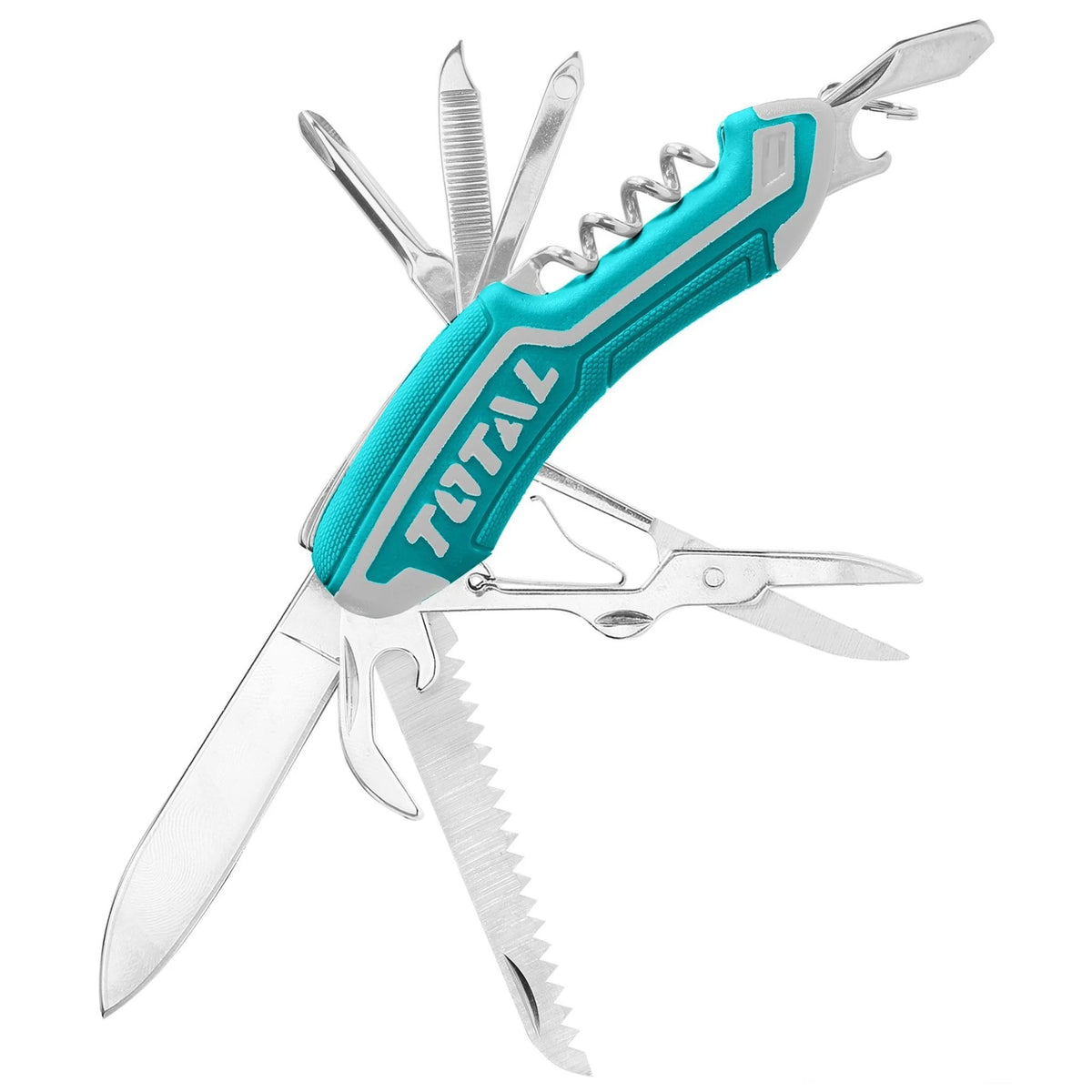 Navaja Multifuncional 12 en 1 TOTAL Acero Inoxidable Mango Ergonómico Soft Grip 9.5cm S2301