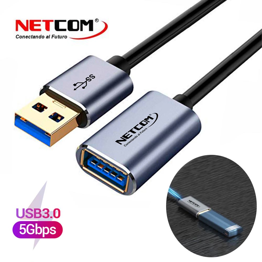Cable Extensión Usb 3.0 Macho A Hembra 5 Metros NETCOM 5Gbps S1270