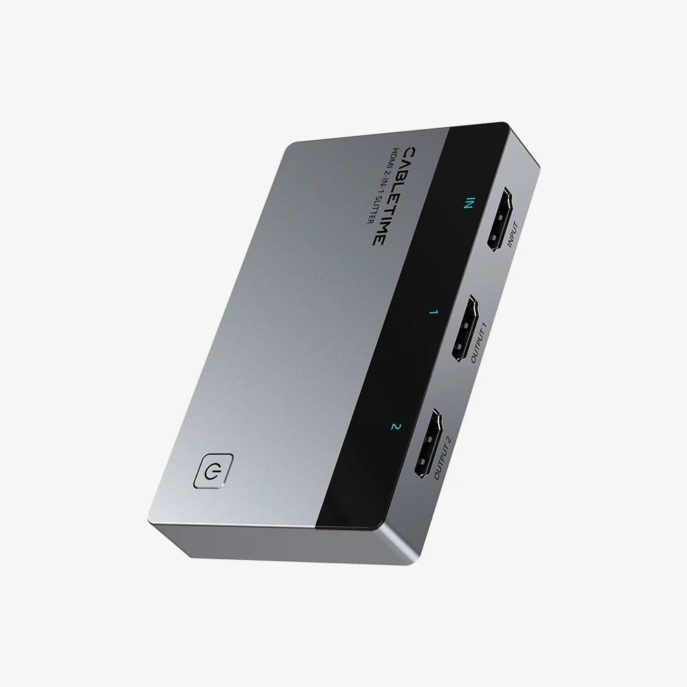 Splitter HDMI 1 en 2 CABLETIME 4K 60Hz Duplicador Extensor Espejo ABB/AAA USB-C Aluminio PS5 PC s2281