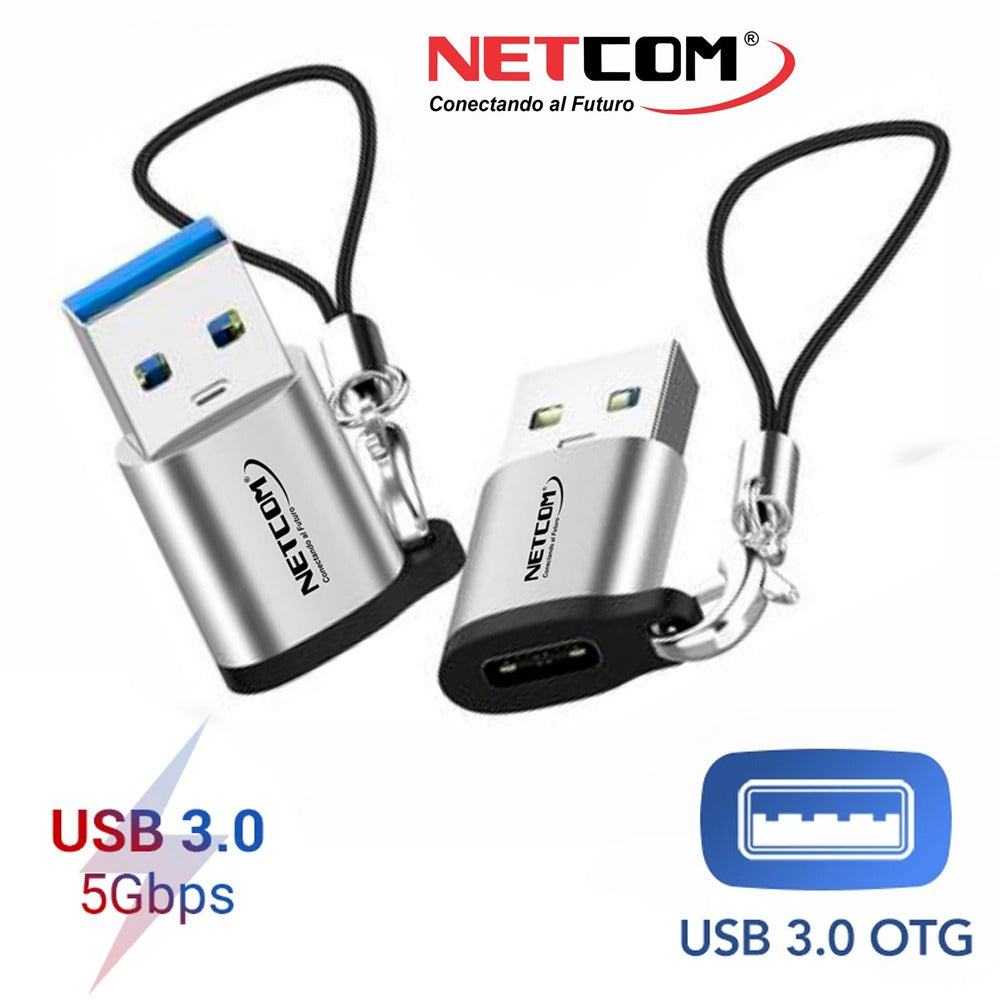 Adaptador OTG USB 3.0 Macho a Tipo C Hembra NETCOM S1216