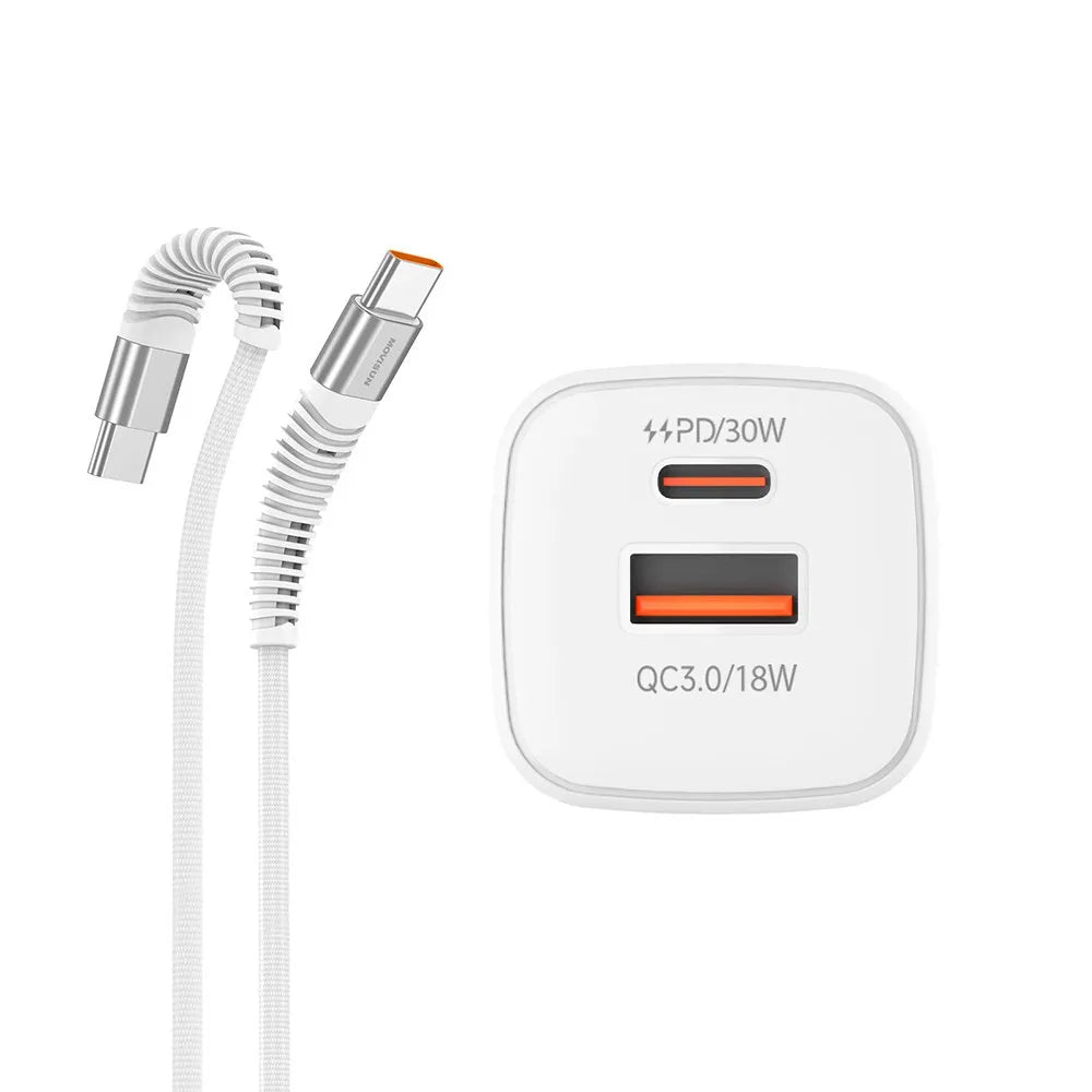 Cargador USB Tipo C MOVISUN MPD 30 USB 3.0 Carga Rapida 30W Cable 1.2m S1654