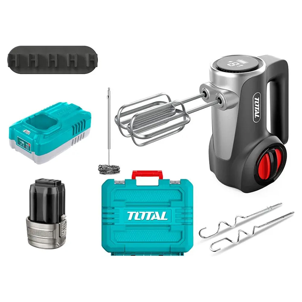 Set de Batidora Inalámbrica 16V TOTAL 7 Velocidades Pantalla LED Batería 2.0Ah Cargador y Maletín M16 TMK023K S2309