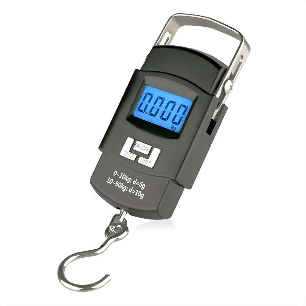 Balanza Digital Portátil 50kg Gancho Acero Pantalla LCD Azul Función Tara y Hold para Equipaje y Paquetes s2258
