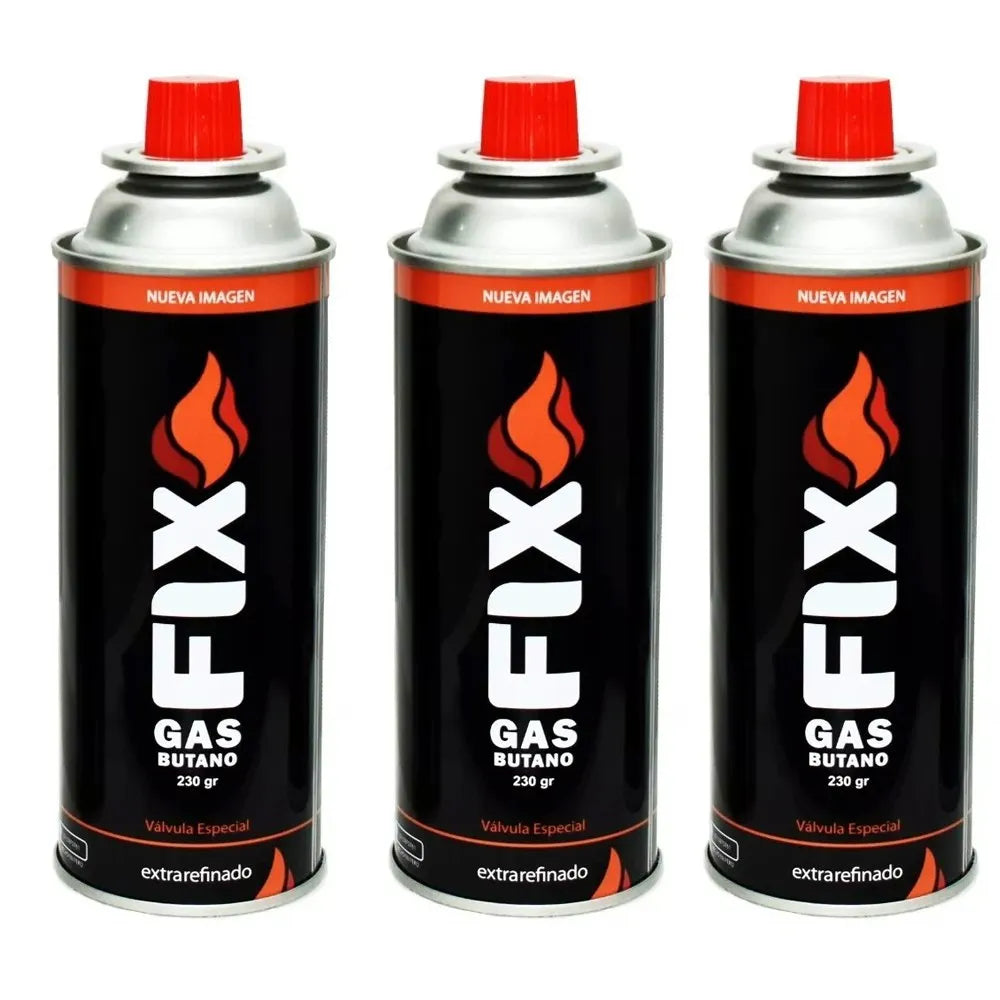 3 Gas Butano FIX Ultra Refinado Valvula Universal Cocinillas Flameador S1741