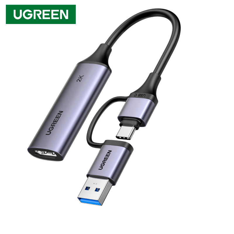 Tarjeta Capturadora de Video USB-C y USB-A UGREEN CM629 HDMI a 2K 30Hz 1080P 60FPS Aluminio OBS S2298