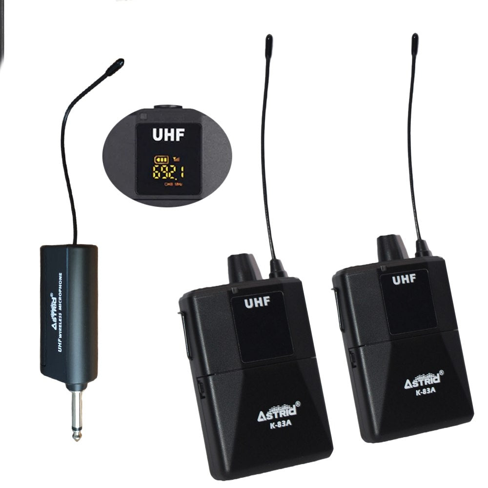 Kit Doble Micrófono wincha UHF inalámbrico 6.5mm 3.5mm ASTRID K83A S1438