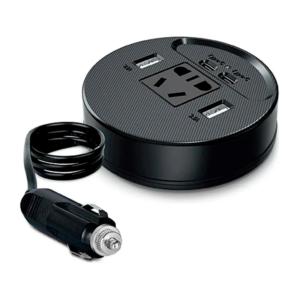 Inversor de Corriente para Auto 150W (12V a 220V) con USB y Tipo-C s2080
