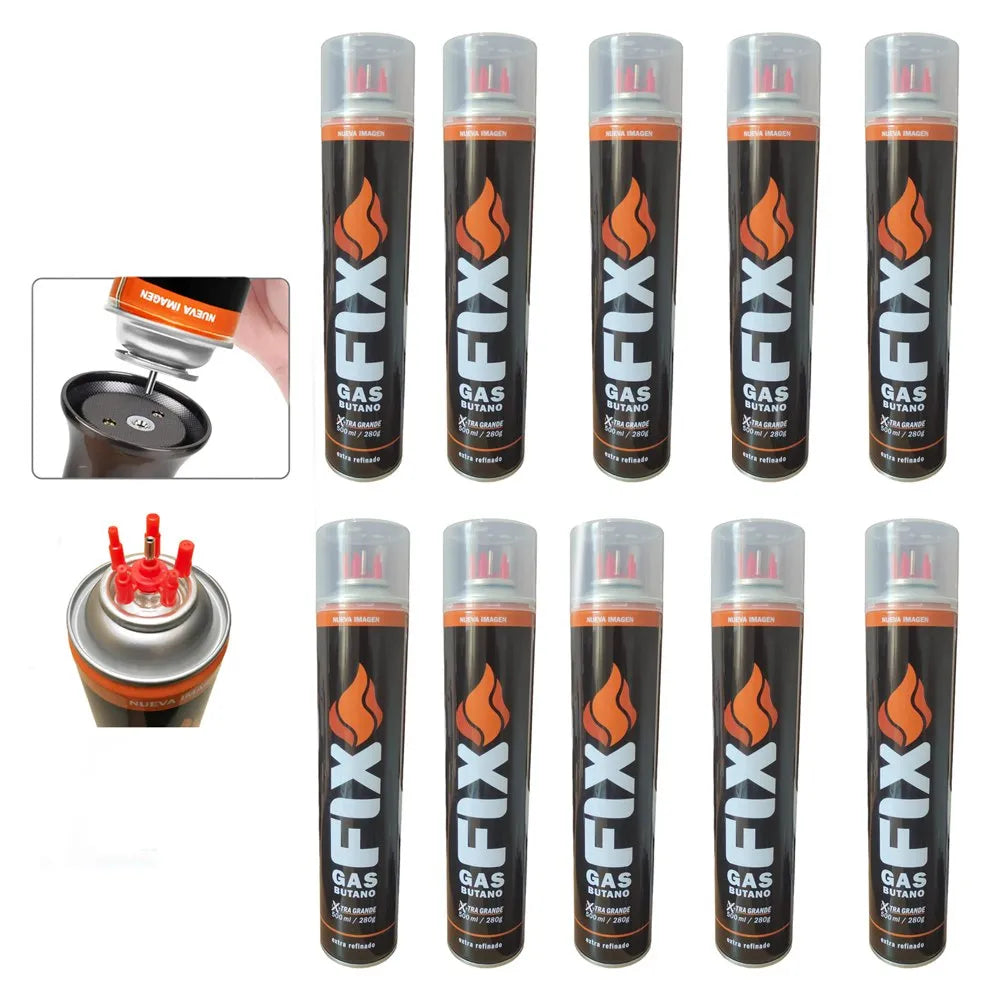 10 Gas Butano FIX Ultra Refinado Recarga Todo Tipo Encendedores Soplete S1739