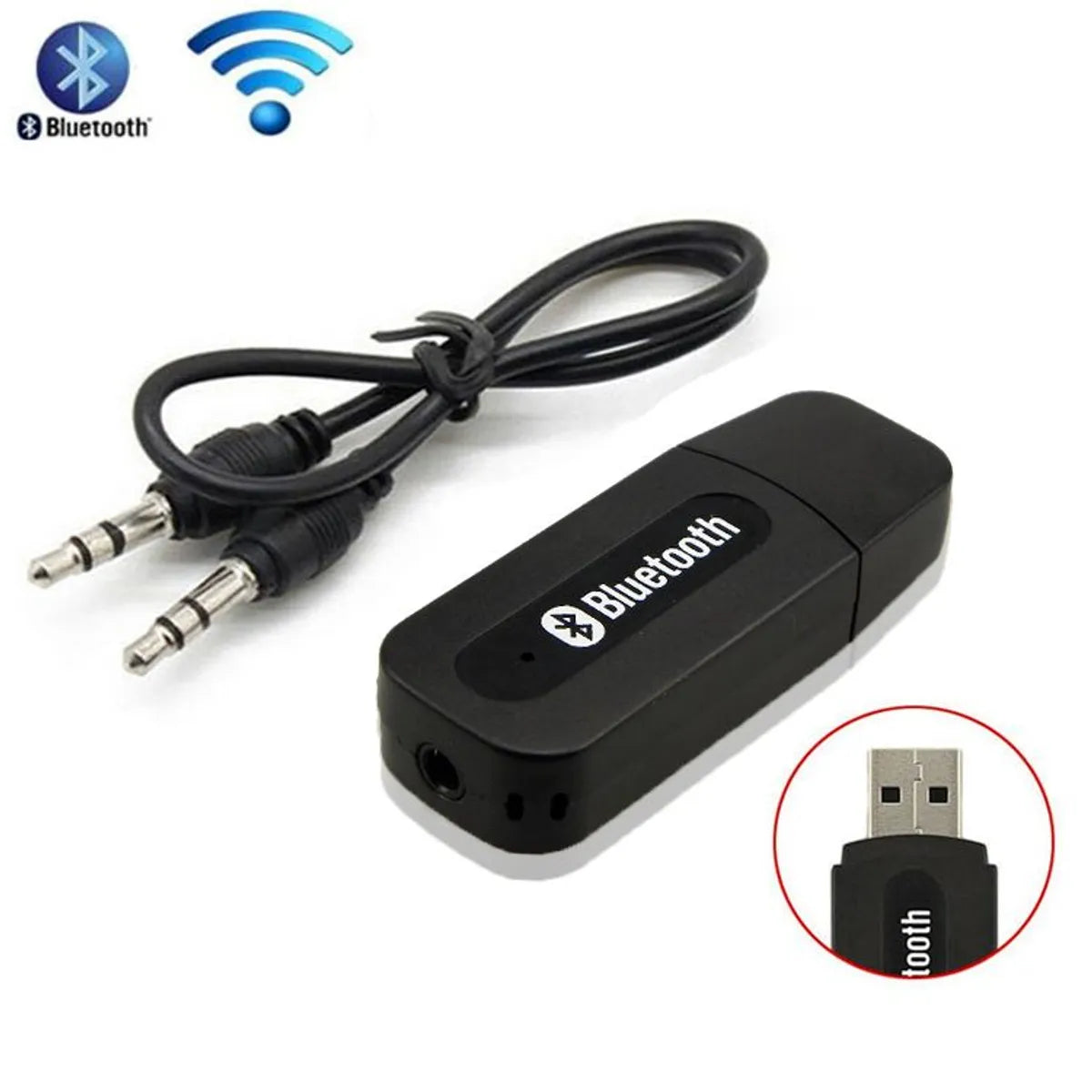 Receptor Bluetooth Auxiliar para AutoRadio y Equipo de Sonido USB 5V (Color Negro) S2159