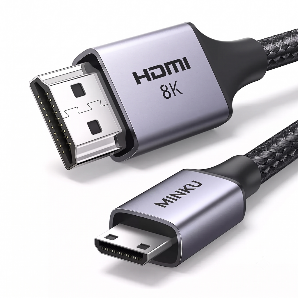 Cable Mini HDMI a HDMI 2.1 Bidireccional 8K a 60Hz 48Gbps MINKU de 2 Metros S0926