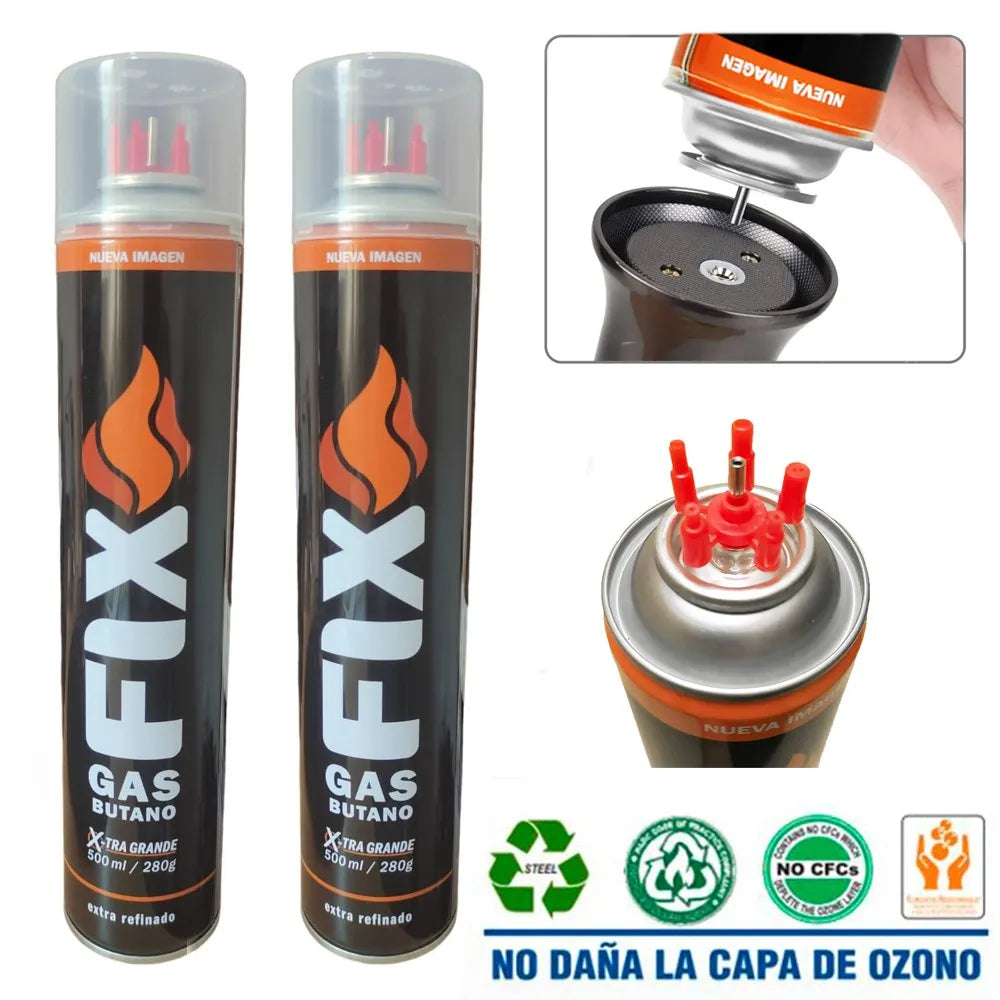 2 Gas Butano FIX Ultra Refinado Recarga Todo Tipo Encendedores Soplete S1735