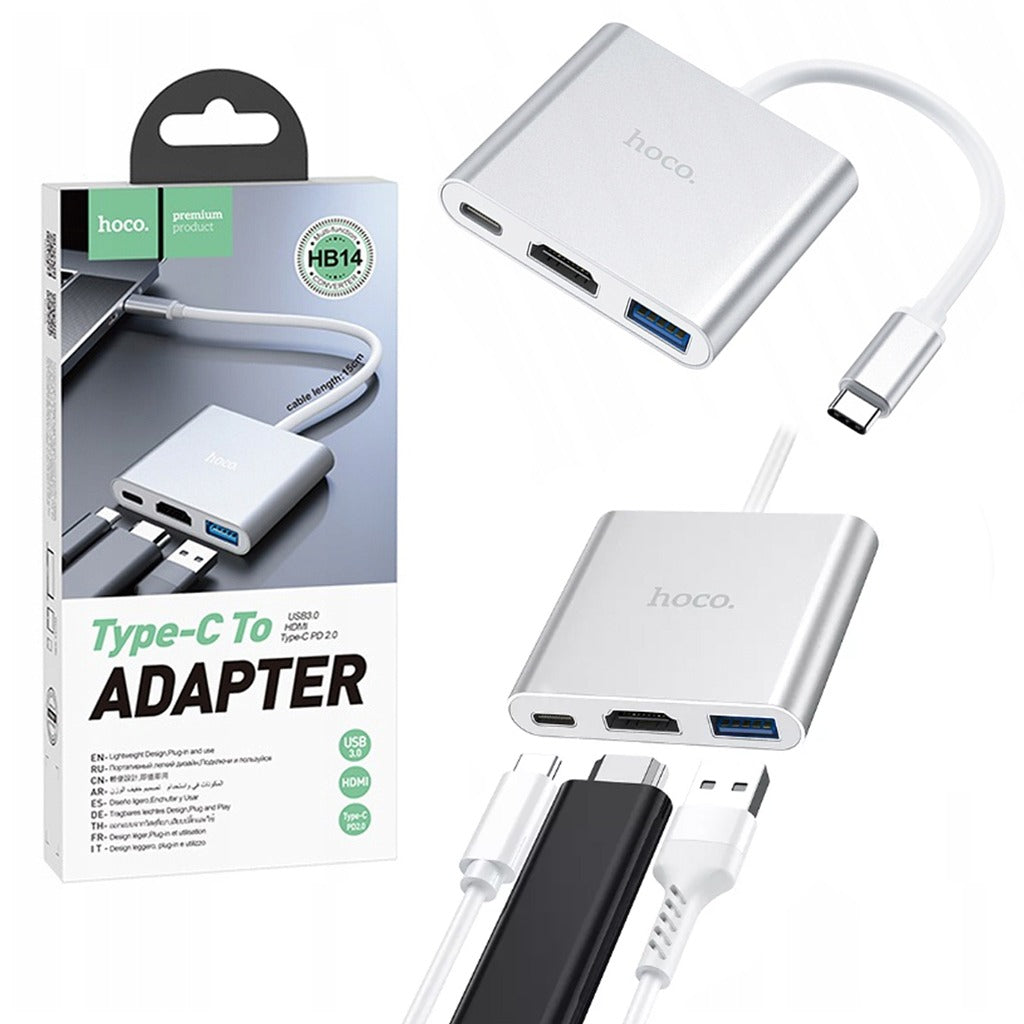 Convertidor Tipo C a HDMI 4k USB 3.0 tipo C 3 En 1 Hoco S01002