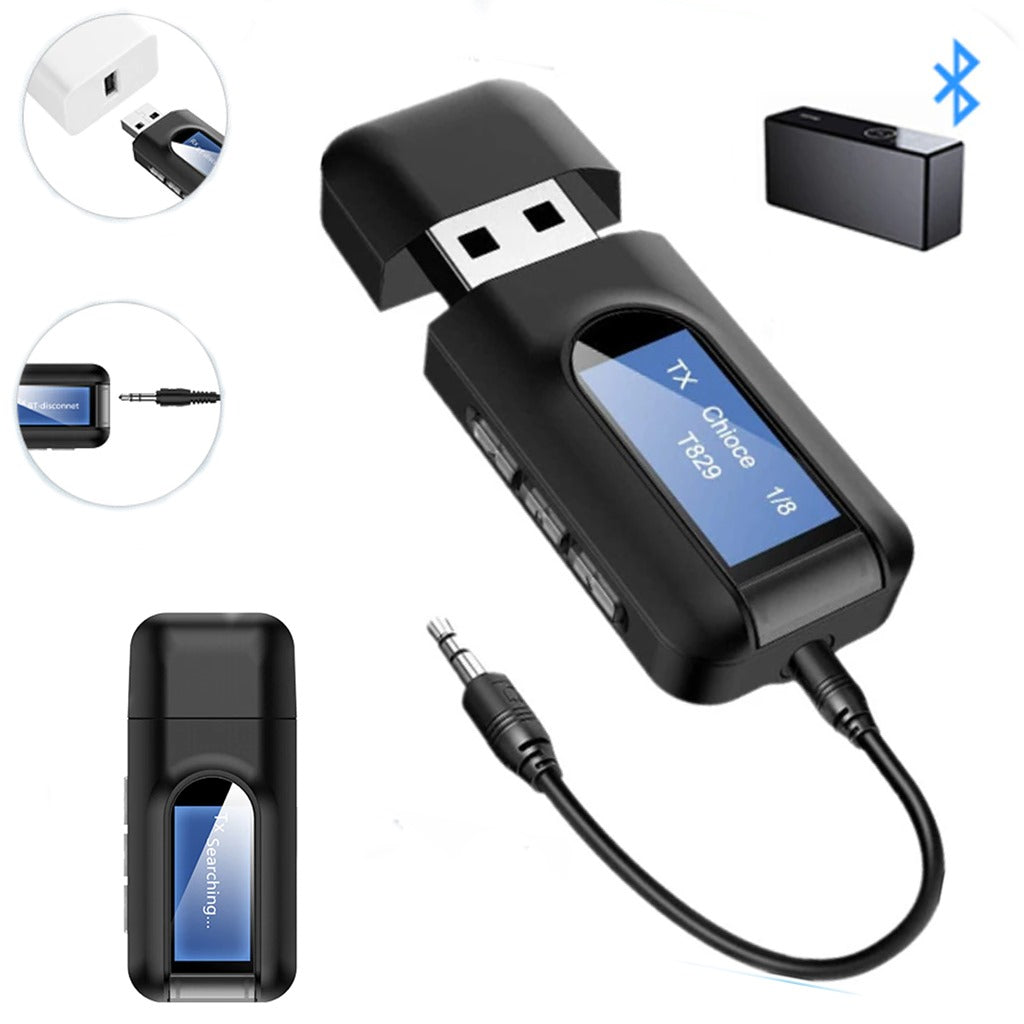 Adaptador Bluetooth 5.0 Emisor Receptor Smart Tv Pc 2 en 1 pantalla LCD S0993