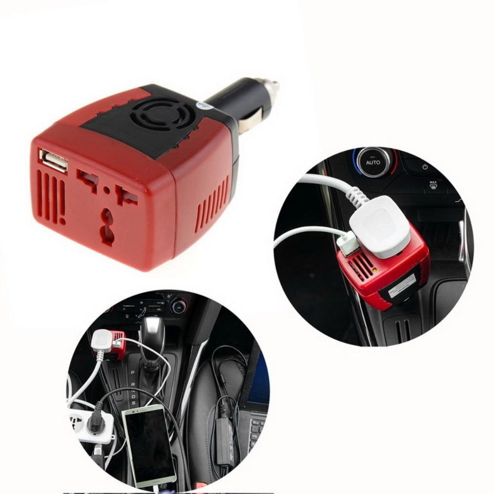 Inversor de Corriente para Auto de 12V a 220V USB 75W Cargador S0053