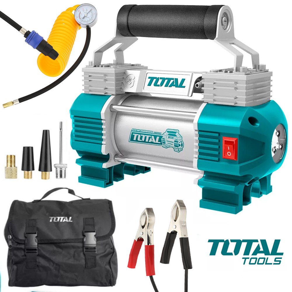 Compresor de Aire para Auto TOTAL 12V-13.5V | 120 PSI Doble Cilindro S1591