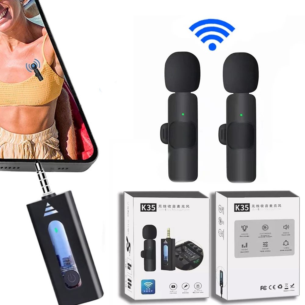 Doble Mini Micrófono Solapa inalámbrico recargable plug 3.5m android S1251