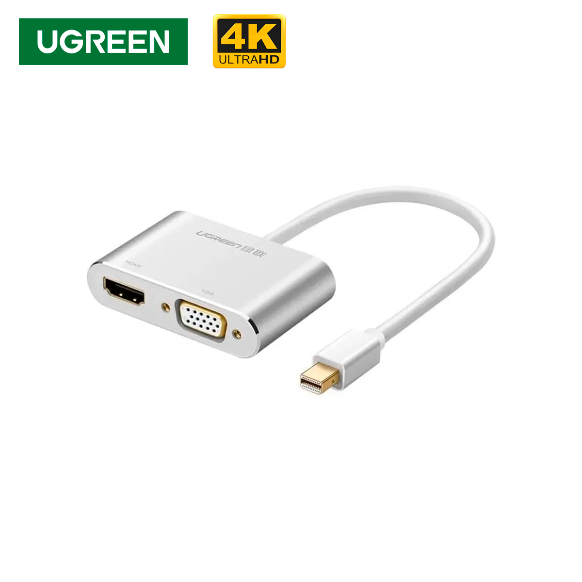 Adaptador UGREEN Mini DisplayPort a HDMI + VGA 4K Conversor de Video 2 en 1 s2054