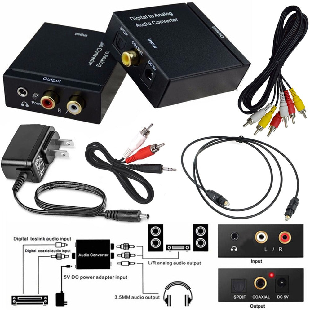 Kit Convertidor de Audio Optico Digital a RCA 3.5mm + 3 cables S1149