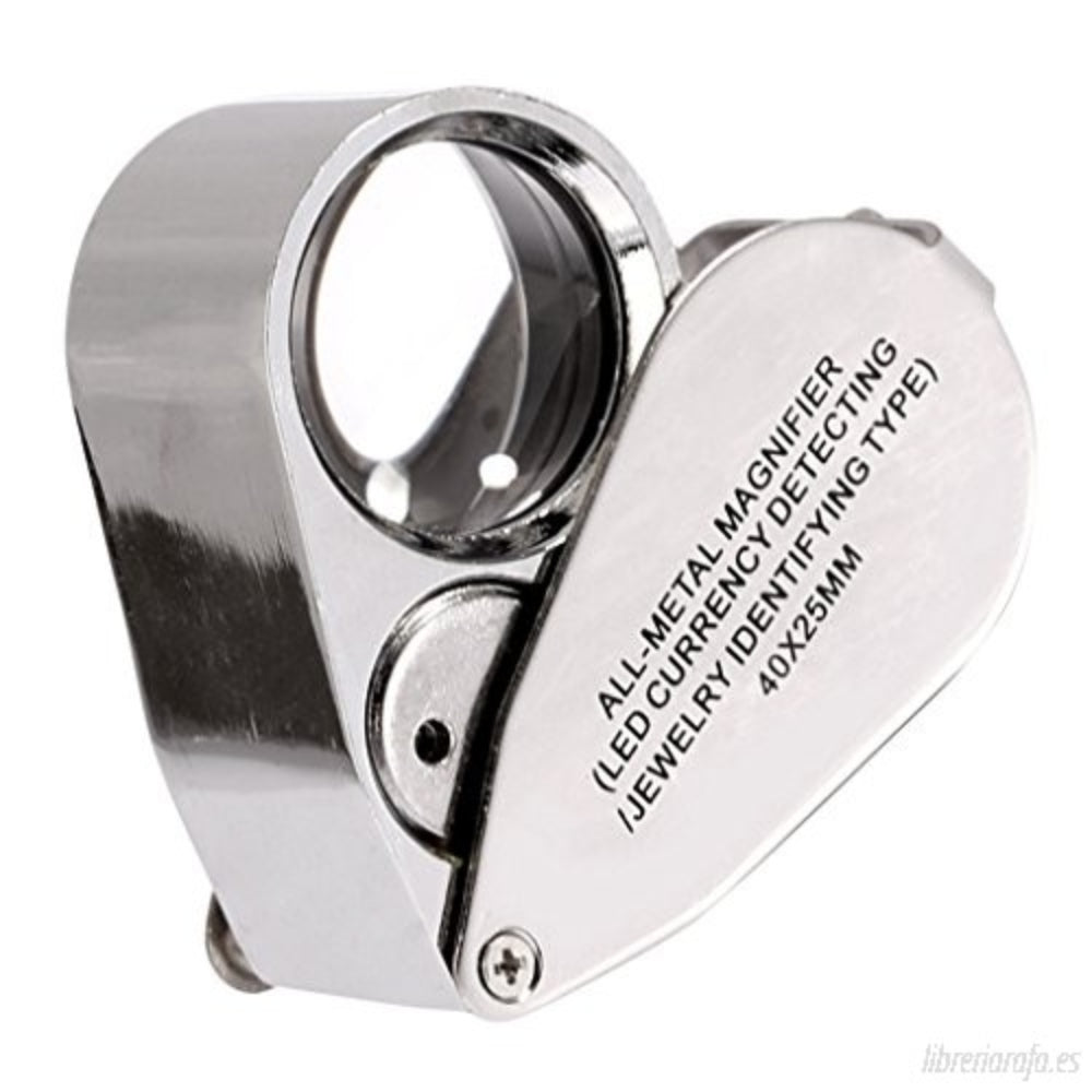Lupa Metalica 40x 25mm Con Luz Led Geologo Joyero Luz Uv S0044