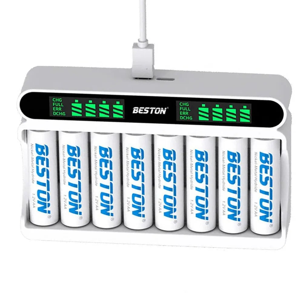 Cargador Inteligente de Pilas Baterías Recargables 8 Puestos AA AAA S1672