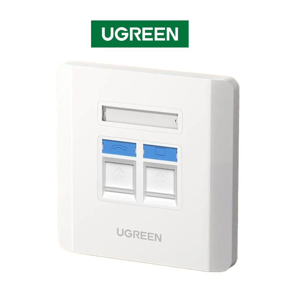 Placa ABS RJ45 Faceplate Doble Puerto UGREEN NW144 Socket Lan S1526