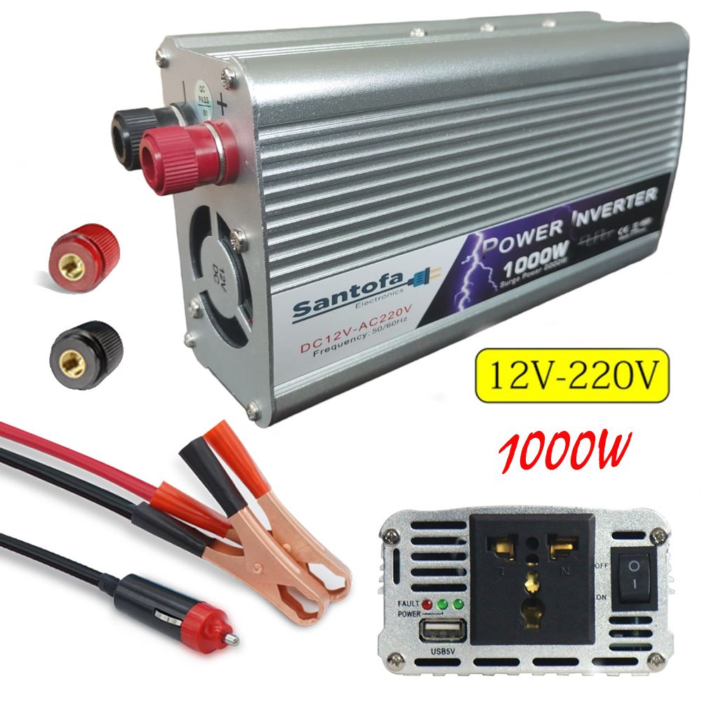 Inversor de Corriente 12V a 220V | 1000W - 2000W Pico | USB SANTOFA S1319