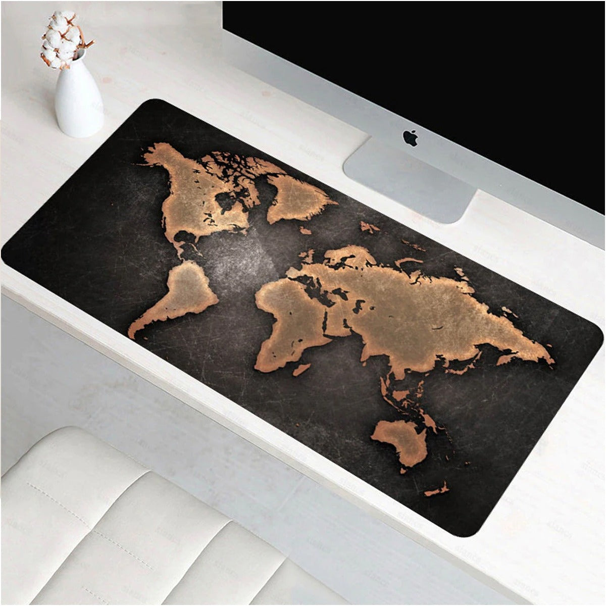 Mouse Pad Base de Escritorio Extra Large 80x30cm | Mapa Mundi Naranja S0649-54