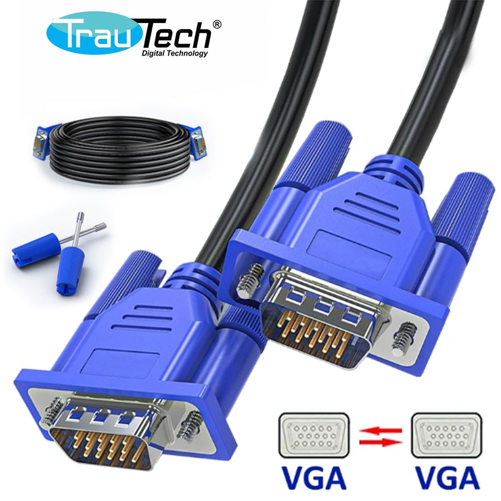 Cable VGA 20 Metros TRAUTECH 15 Pines Doble Filtro PVC S1281
