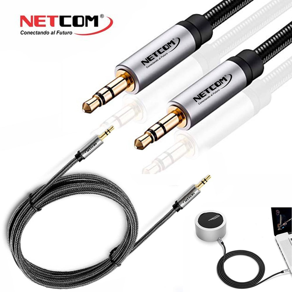 Cable de Audio Plug a Plug 3.5mm TRS de 1.80 Metros NETCOM S1351