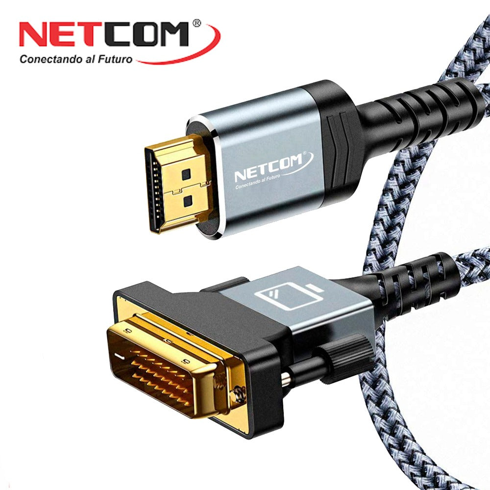 Cable HDMI a DVI D 24+1 1.8 Metros NETCOM bidireccional Full HD 1080P S1120
