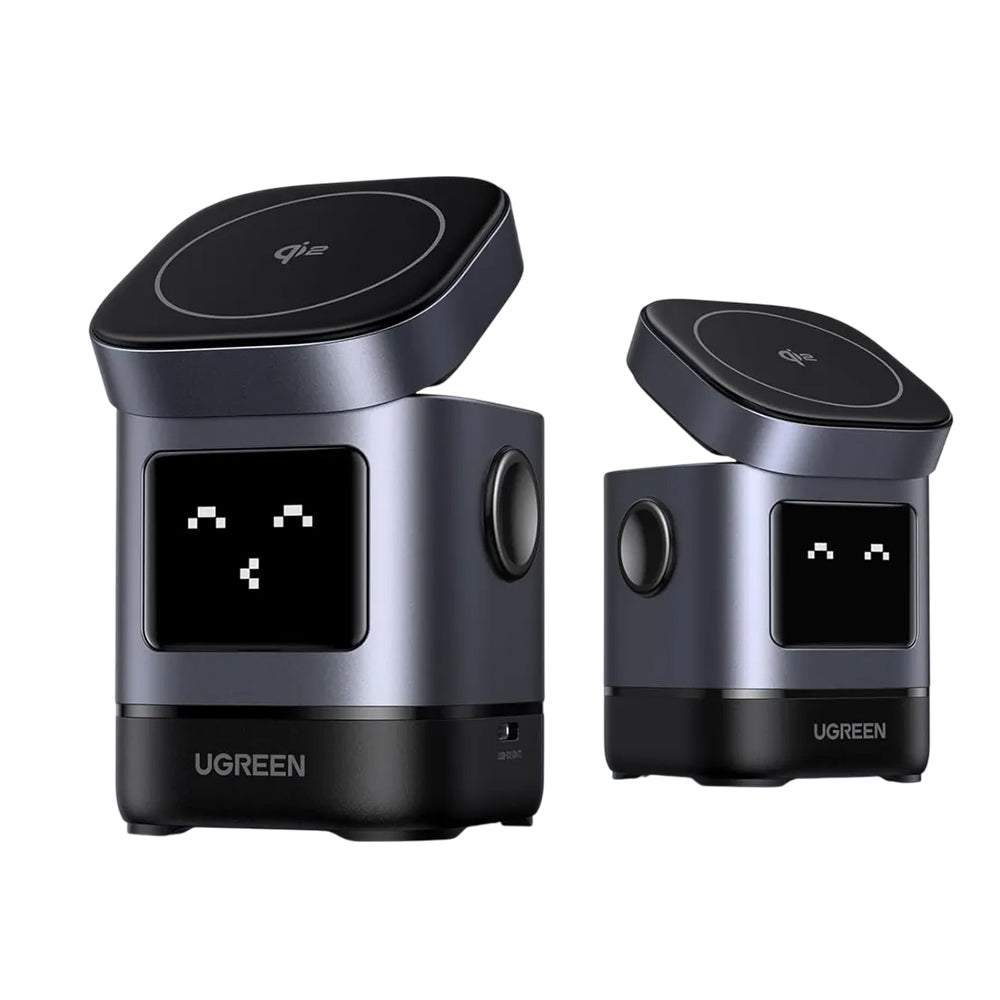 Estación de Carga Inalámbrica 2 en 1 UGREEN Uno 15W Qi2 MagSafe Pantalla Robot Ajustable 70° 45775 S2292