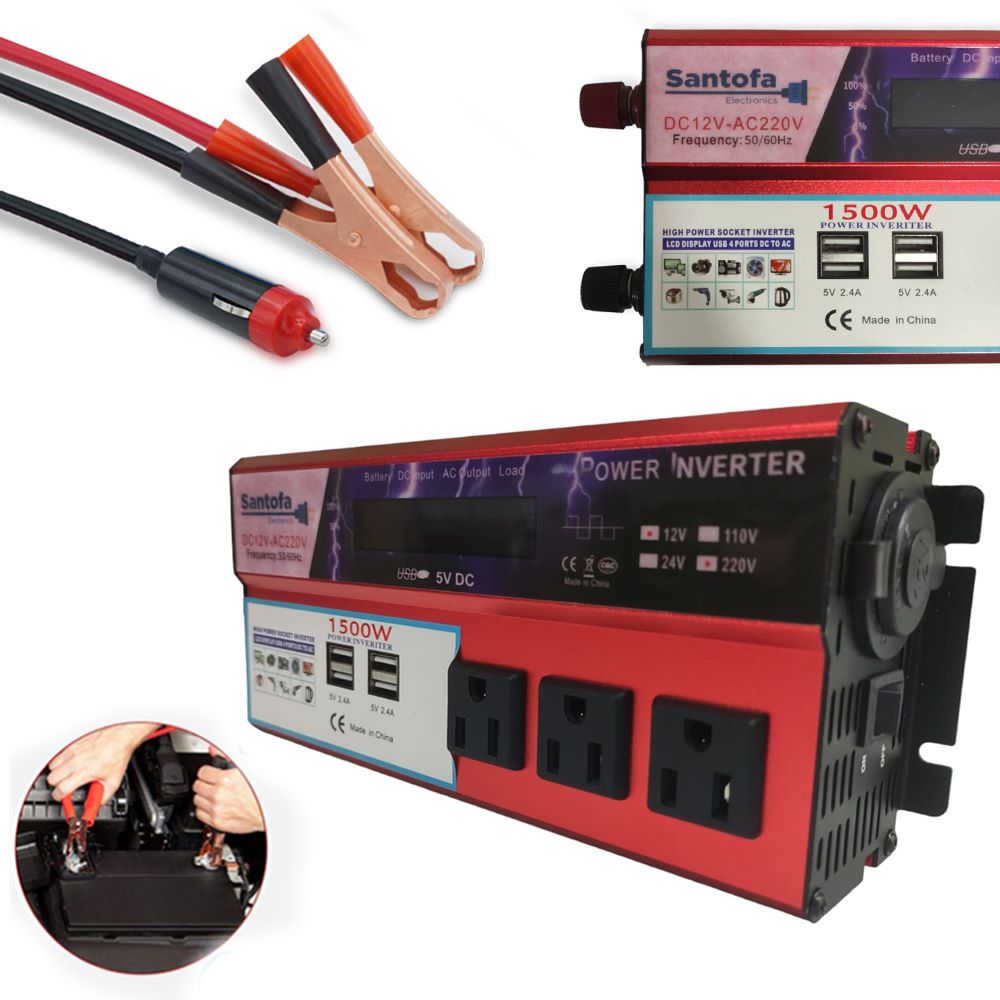 Inversor de Corriente 12V a 220V | 1500W - 3000W Pico | Pantalla LCD | S1313