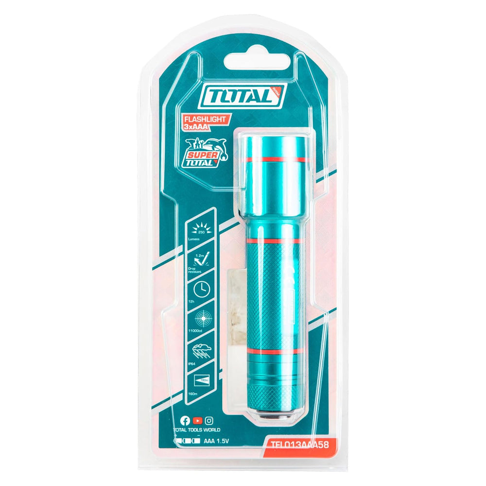 Linterna de Mano Táctica TOTAL 450 Lúmenes LED 160m Aleación de Aluminio IPX4 Industrial TFL013AAA58 S2307