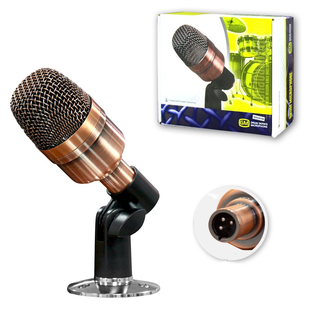 Micrófono Dinámico Profesional de percusión Bronce alámbrico Metálico S1380