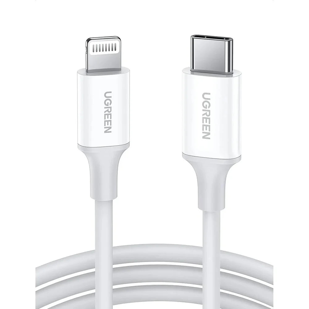 Cable Ugreen USB-C a Lightning de 1 Metro Blanco con Certificación Oficial MFi S2163