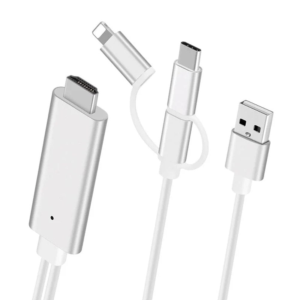 Cable Adaptador Android Tipo C y Lightning a HDMI 3 en 1 MiraScreen S1603