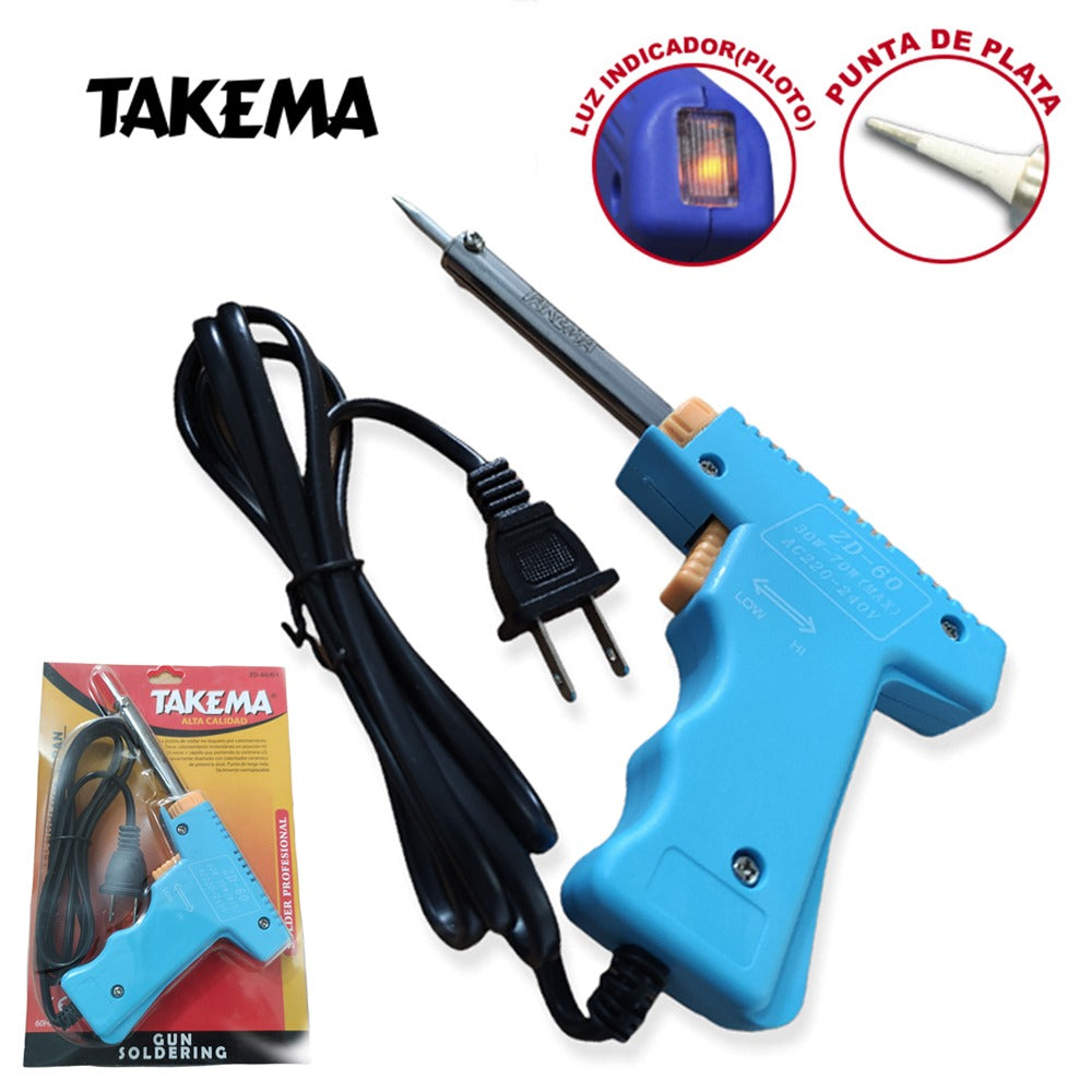 Cautin tipo Pistola punta de plata 30W-70W TAKEMA ZD-90 Soldar S0873