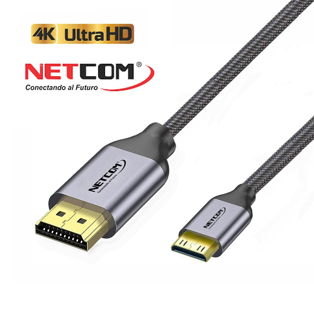 Cable Mini Hdmi a Hdmi 1.8 Metros NETCOM 2.0 4K 60 Hz ULTRA HD eARC S1365