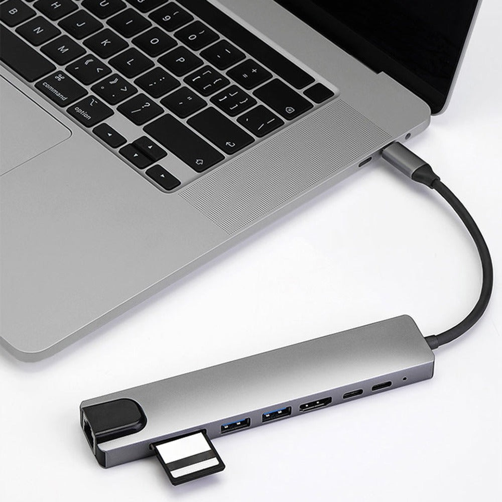 Adaptador Tipo C A HDMI 4K USB 3.0 Lan 8 En 1 Multipuerto SD TF S1245