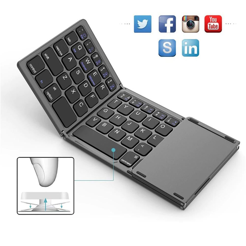 Mini Teclado Inalambrico Bluetooth plegable con touch pad delgado ios S0203