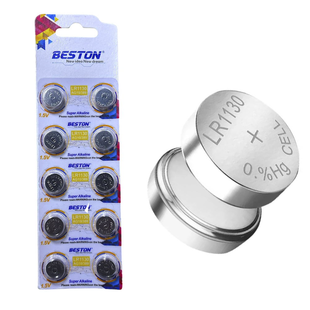 Caja x 20 Blísters x 10 baterias LR1130 BESTON AG10 / 389A 1.5V pilas boton s2055