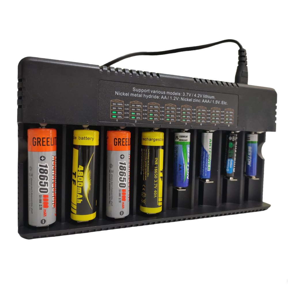 Cargador de pilas baterías recargables 8 puestos AA AAA 18650 26650 S1588