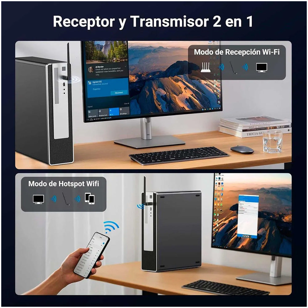 Adaptador Wi-Fi 6 USB Dual Band Ugreen AX900 de Alta Cobertura 886mbps S2128