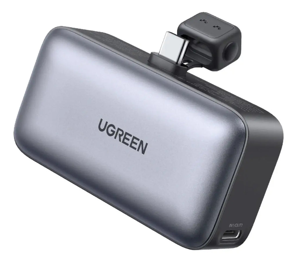 Mini Power Bank Ugreen 5000 mAh Carga Rápida 20W USB-C Integrado PB503 con Soporte y Pantalla LED S2200