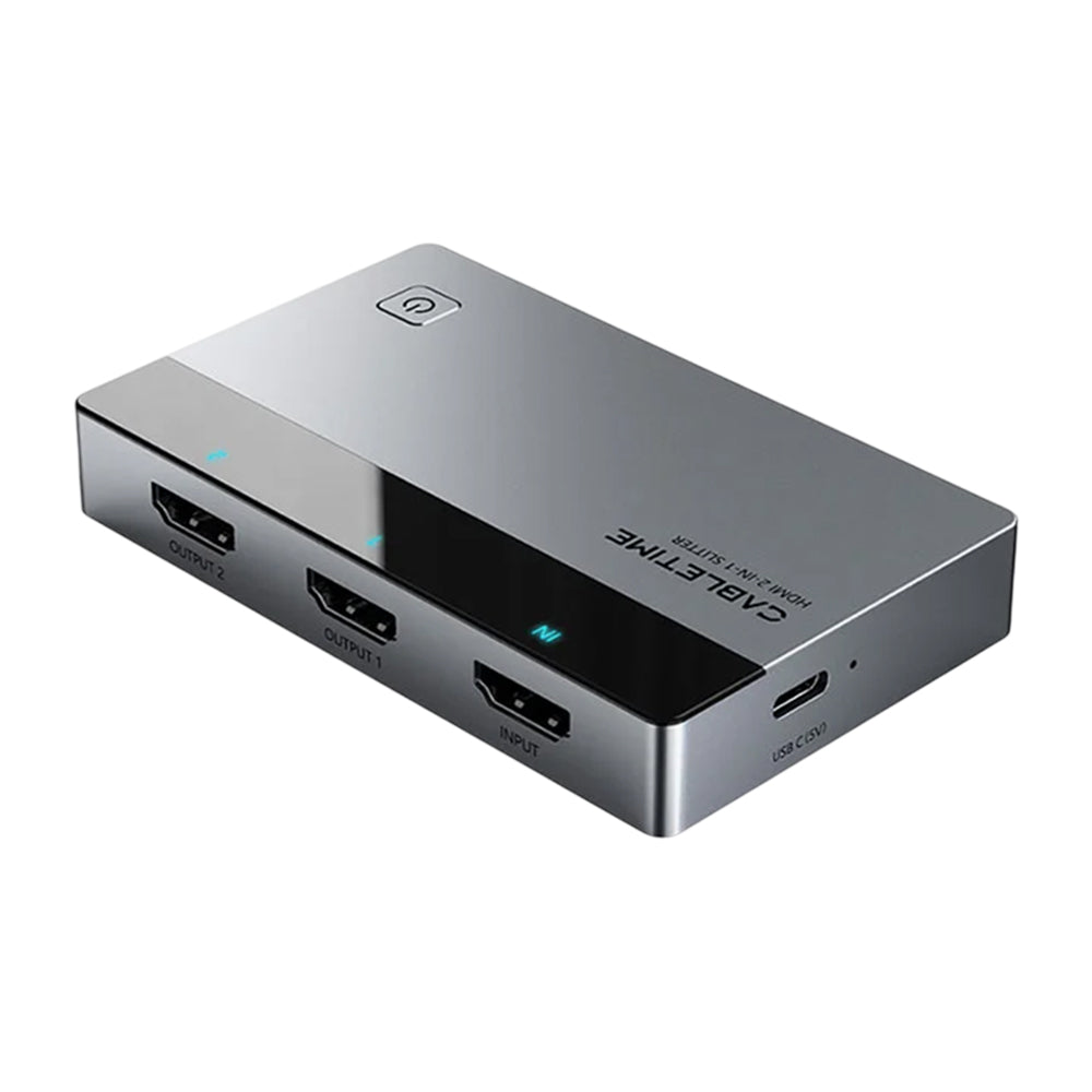 Splitter HDMI 1 en 2 CABLETIME 4K 60Hz Duplicador Extensor Espejo ABB/AAA USB-C Aluminio PS5 PC CP36G S2281