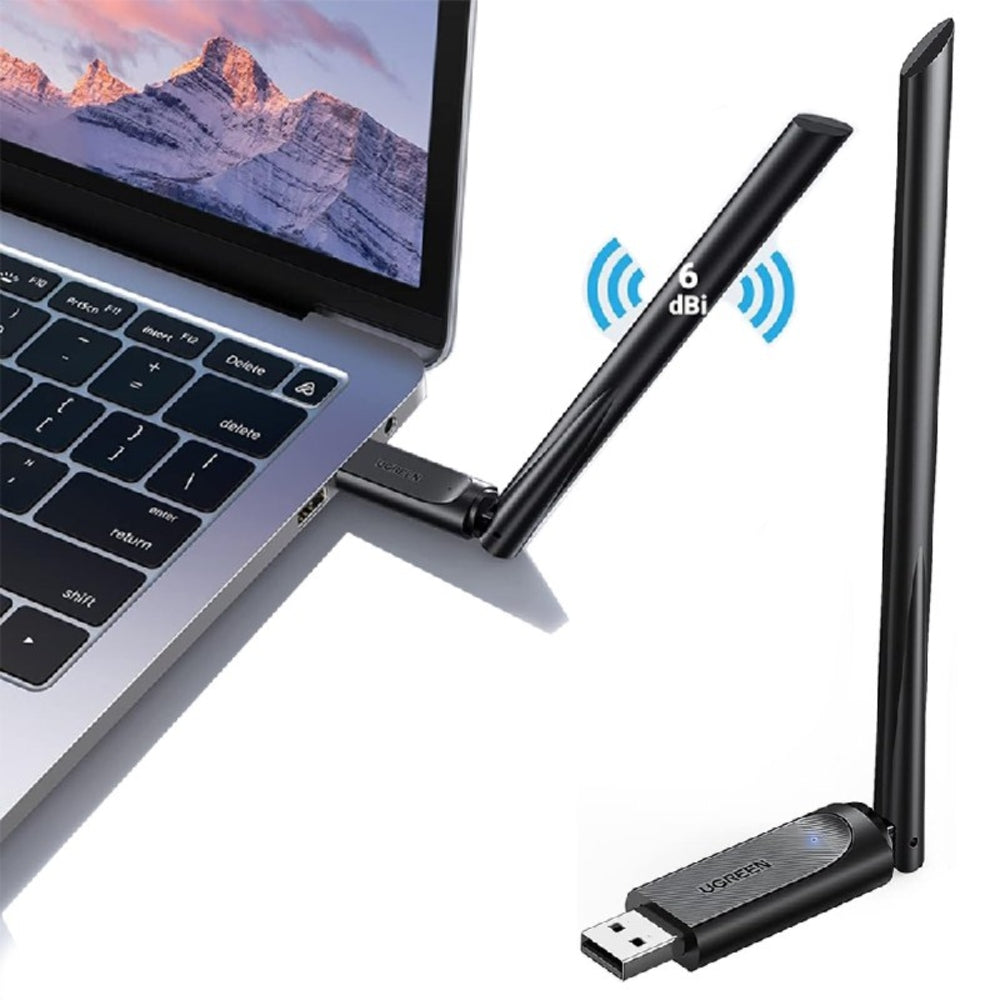 Adaptador Antena USB WIFI Inalámbrico UGREEN AC650 Doble Banda 6dBi S1639